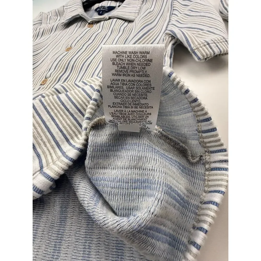NWT Ben Sherman Boys 2 Piece Set Striped Button Up Shirt Shorts Outfit Gray Blue